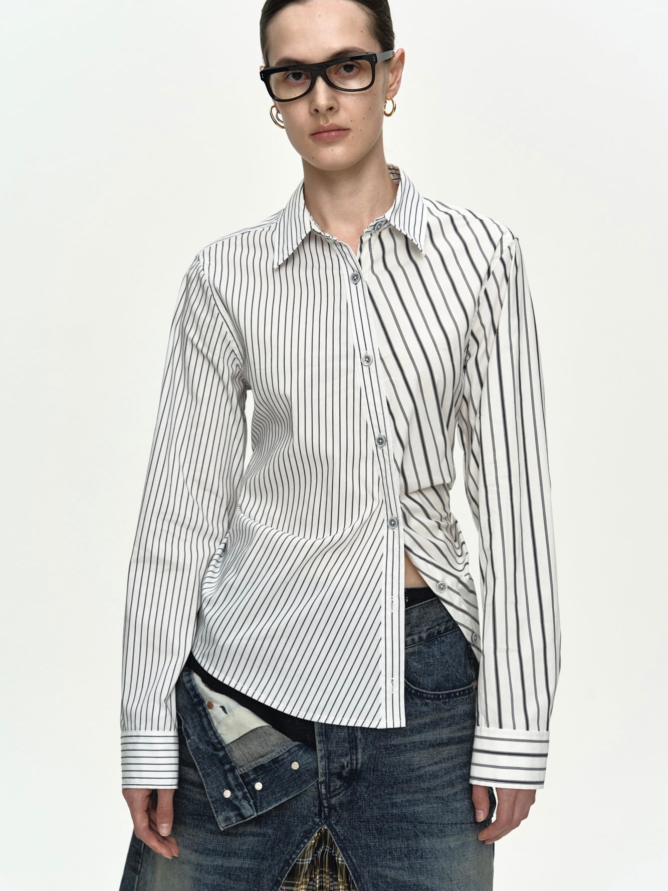 25AW】FETICO フェティコ / Rose jaquard stripe sailor collar blouse
