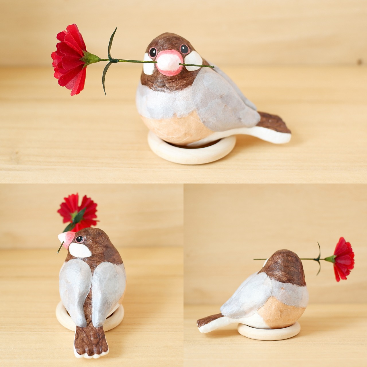 母の日ギフト『文鳥の贈り物』 和紙インテリア/置物