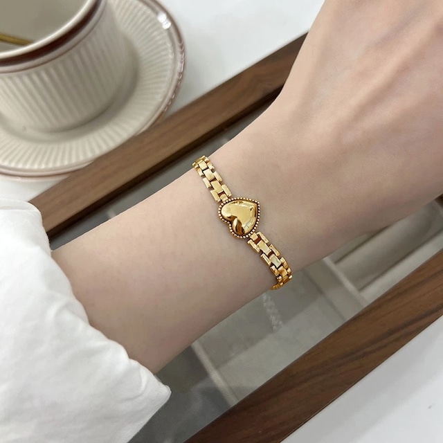 金アレ対応 316L antique heart bracelet (0440)