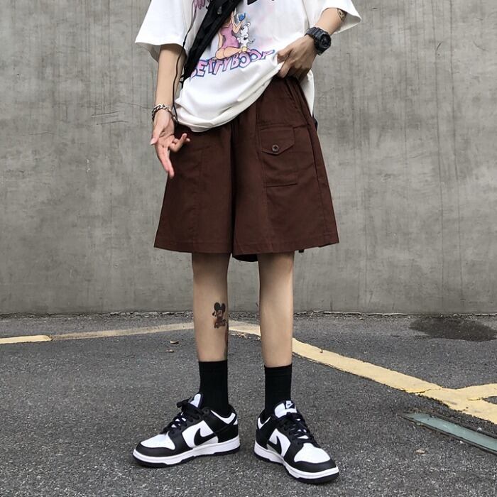 ルーズショーツ サマースタンダードオーバーオール パンツ コットン レトロ 夏物 ブルマー ポケット多め マルチポケット ケッペル4771428208