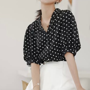 ドットオープンカラーシャツ　A0632