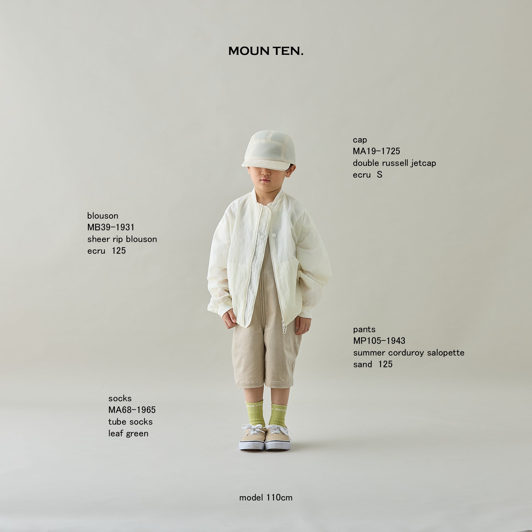 MOUN TEN. 26SS 】 sheer rip blouson / MB39-1931a / ecru | 世界の