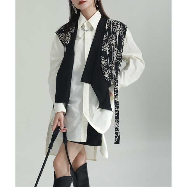 Lrregular retro shirt C0385