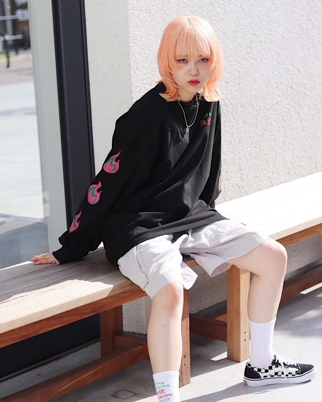 MADE in 極楽 long sleeve T-shirt【black】 | チュウカタベタイ