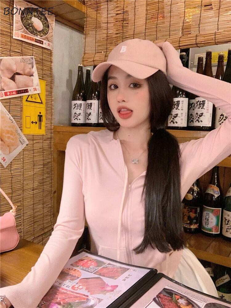 【新作】【送料無料】 基本的な丈のジャケットの女性スリム春スポーティな甘いフード付き原宿かわいいファッション韓国服生き抜くカジュアル女性のセクシーな 0268252484048