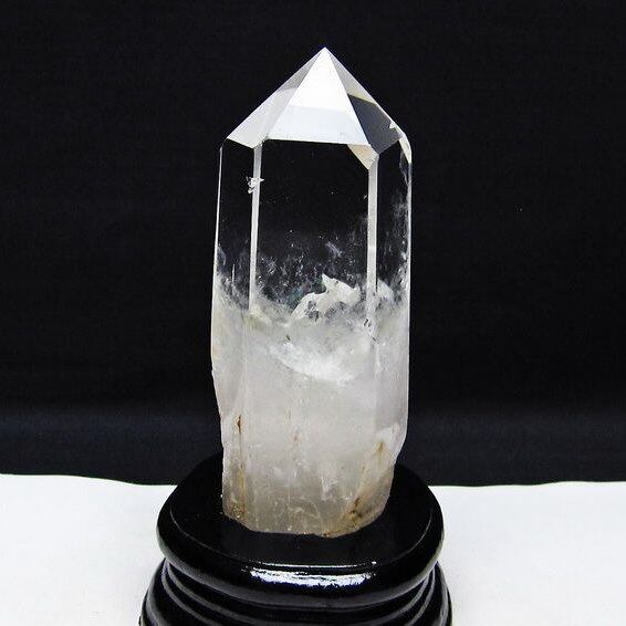 水晶 六角柱 虹入り 水晶 ポイント 台座付属 置物 原石 一点物 152-4505