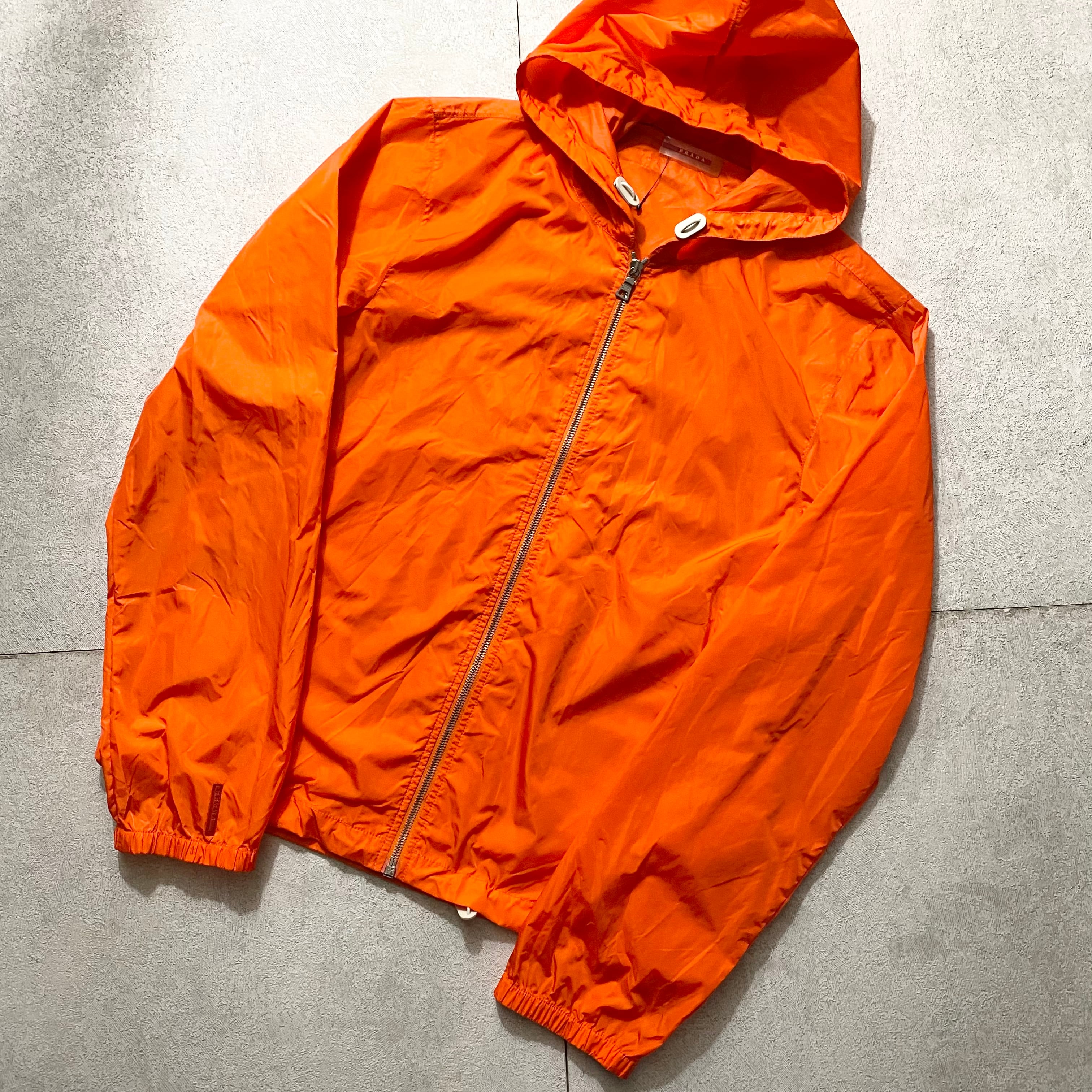 PRADA SPORT orange color nylon hoodie   NOIR ONLINE