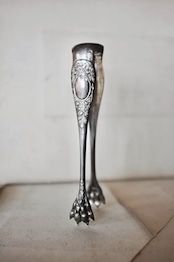 フランス 獅子爪と薔薇とシュガートング 獣足 シルバープレート アンティーク