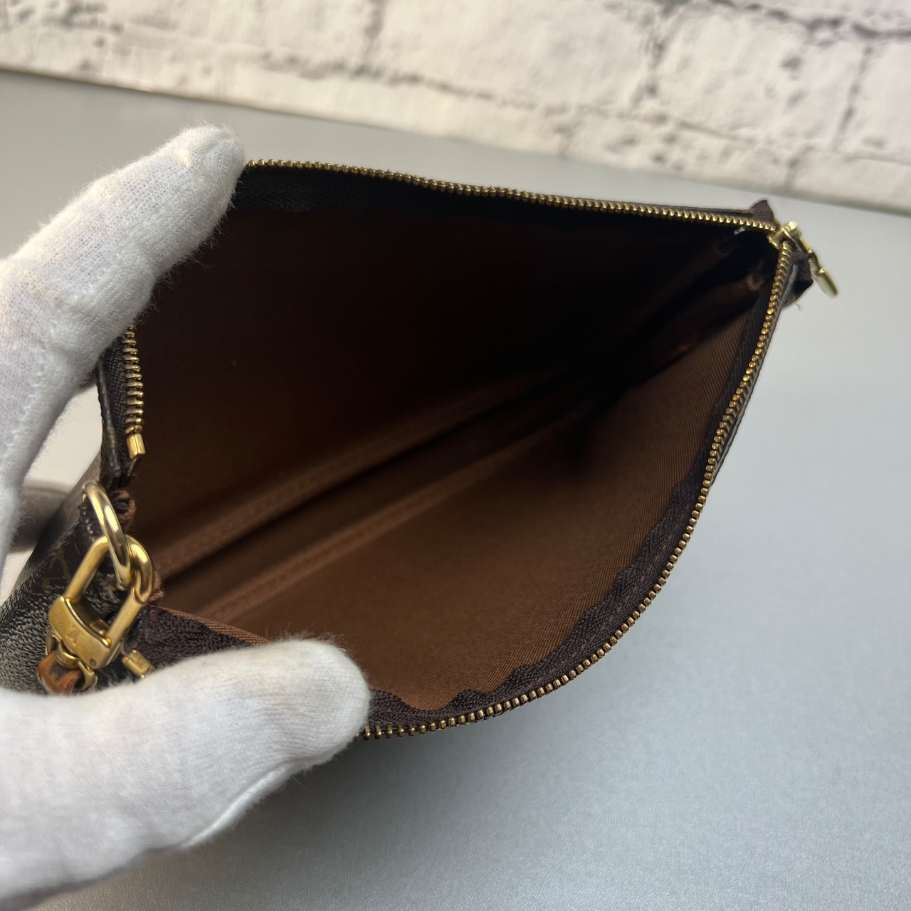 LOUIS VUITTON ルイヴィトン アクセソワール  レザー ハンドバッグ ブラウン A-12520