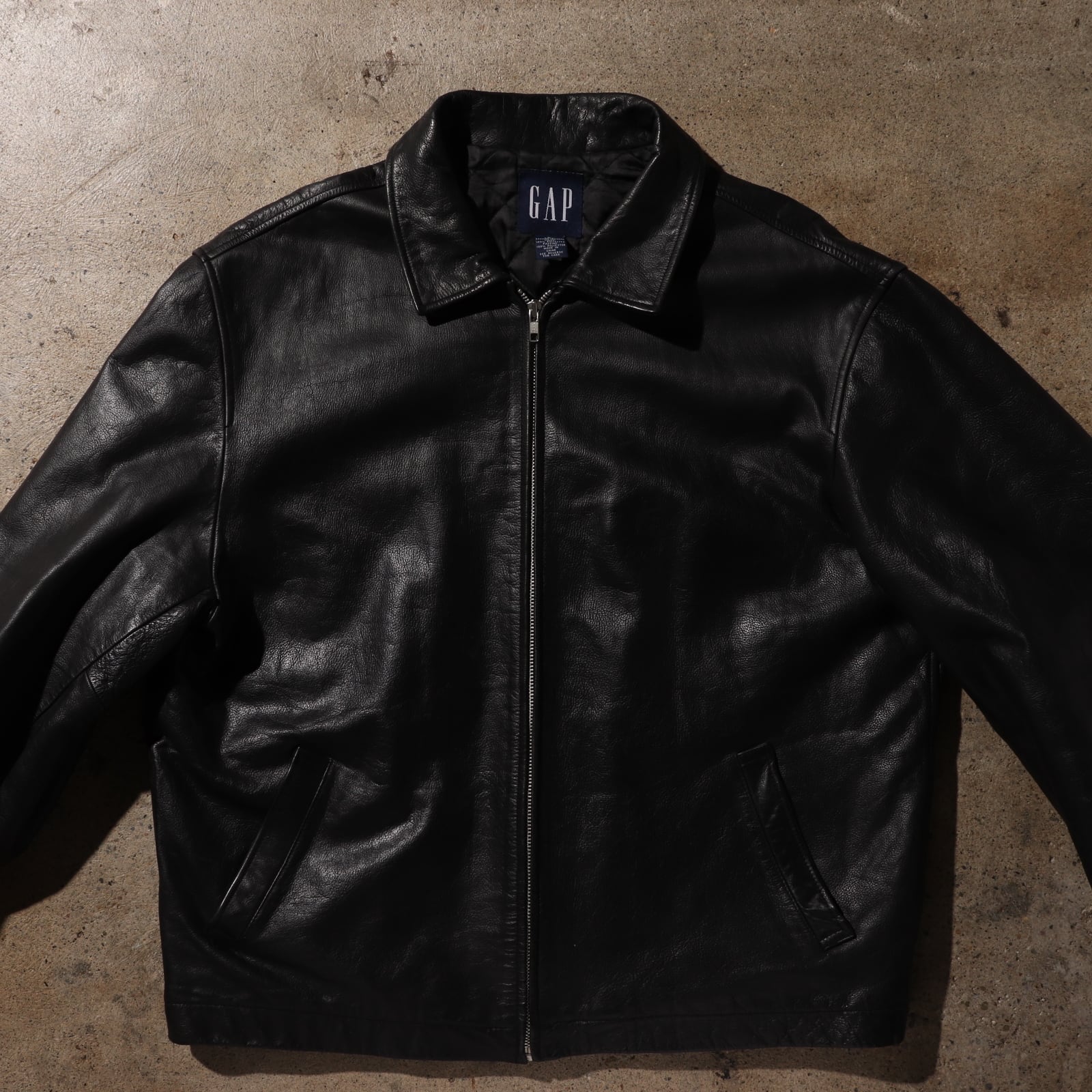 OLD GAP L 本革 アルミジップ レザージャケット オールドギャップ 黒 