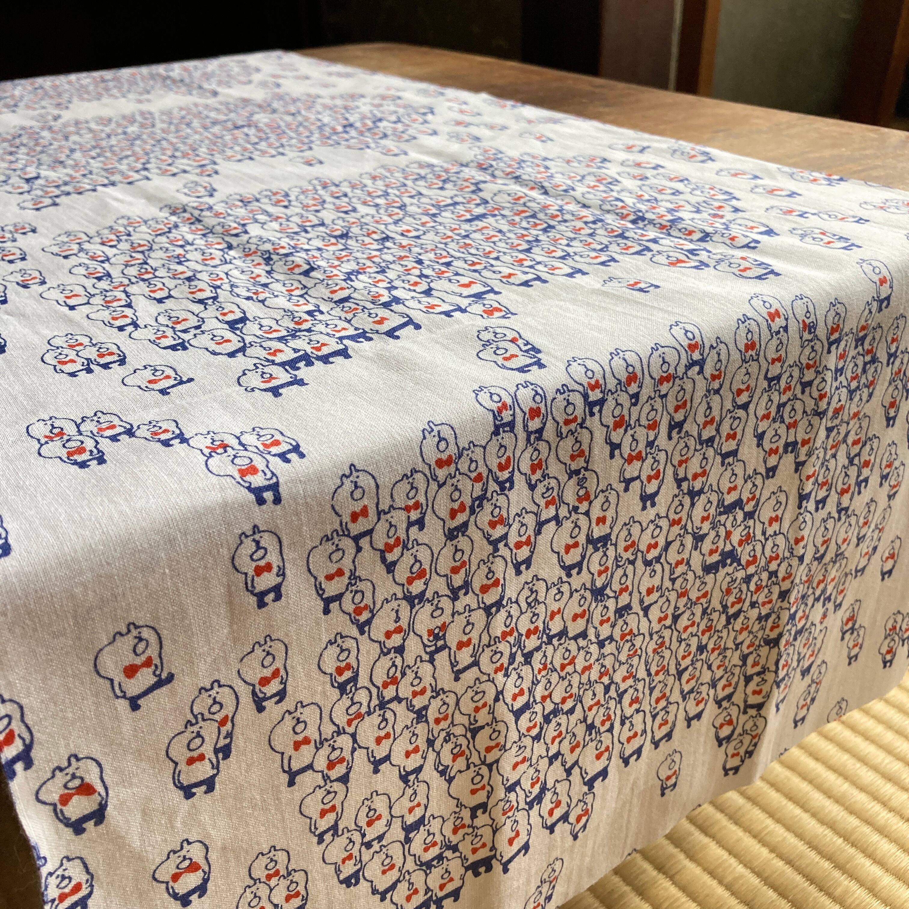 【スピカ模様店/spicaの庭】手ぬぐい『sing』青×赤/手捺染(ハンドプリント)