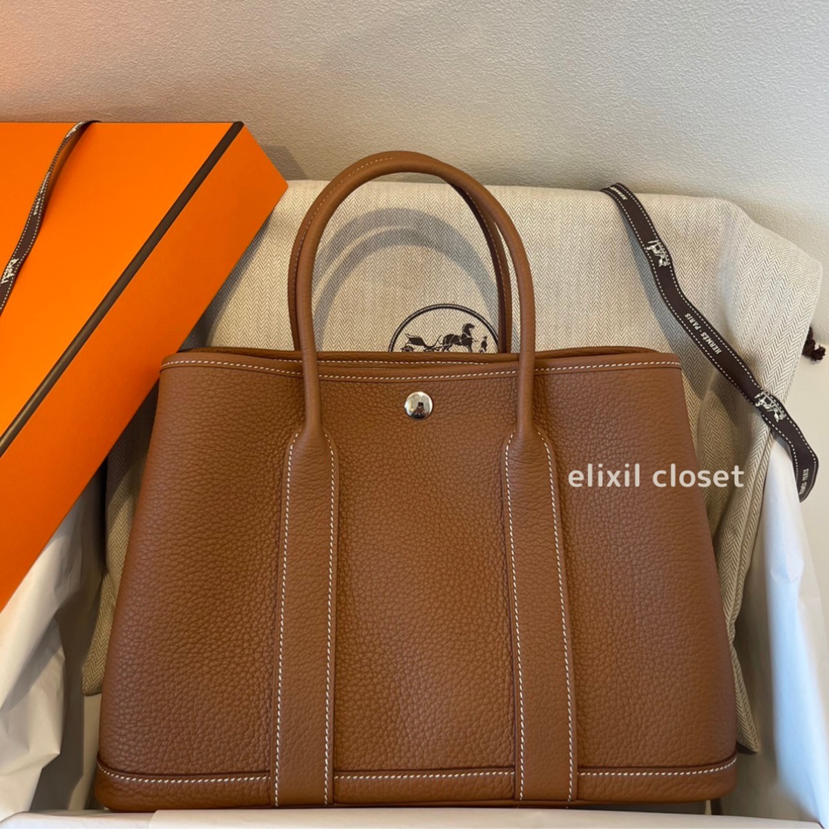 HERMES】ガーデンパーティー30 TPM オールレザー ゴールド | elixir closet