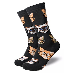 Intelligent cat crew socks メガネキャット クルーソックス