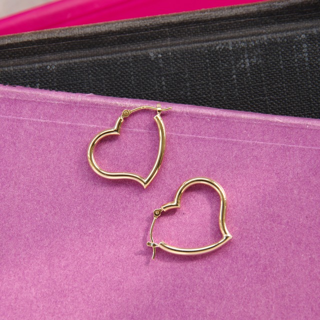 K18イエローゴールド ハートフープピアス 【MKY0115P1】