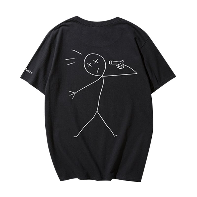 ユニーク Tシャツ 棒人間 | Korean unisex fashion セレクト