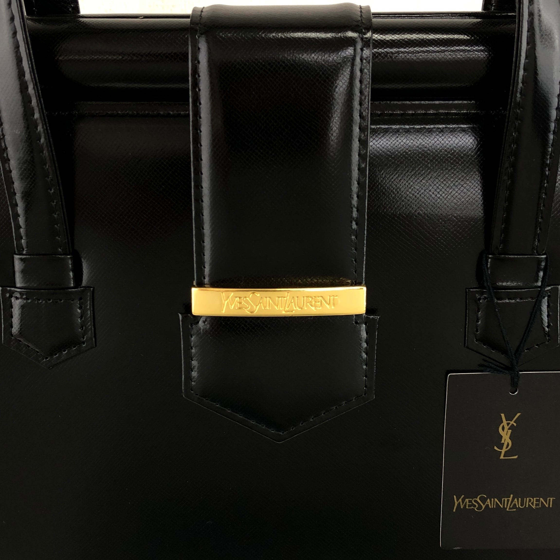 美品 Saint Laurent 　エナメルレザーバッグ Yves Saint Laurent イヴ・サンローラン トートバッグ ブラック
