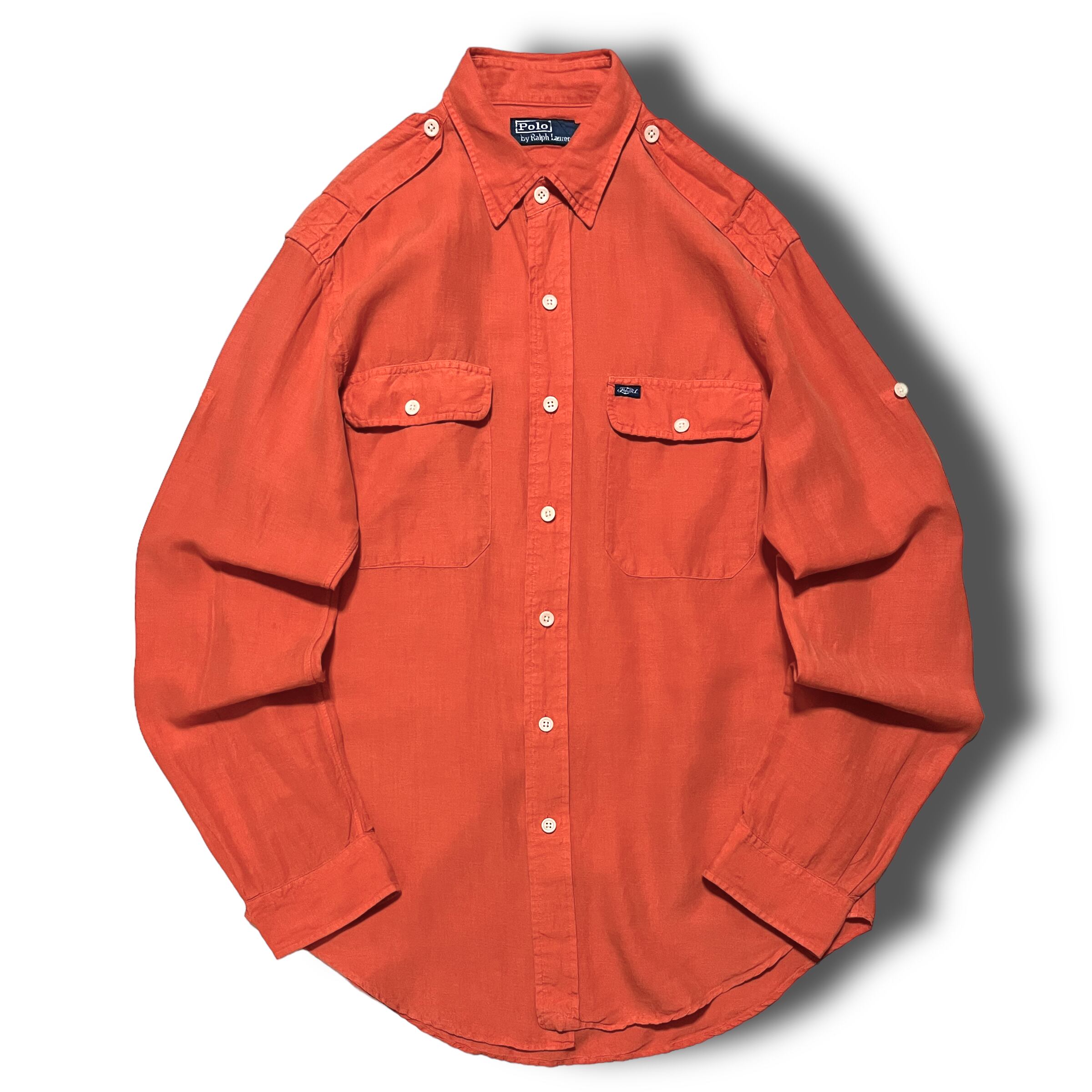 【Ralph Lauren】ラルフローレン シルクリネンGIシャツ オレンジ