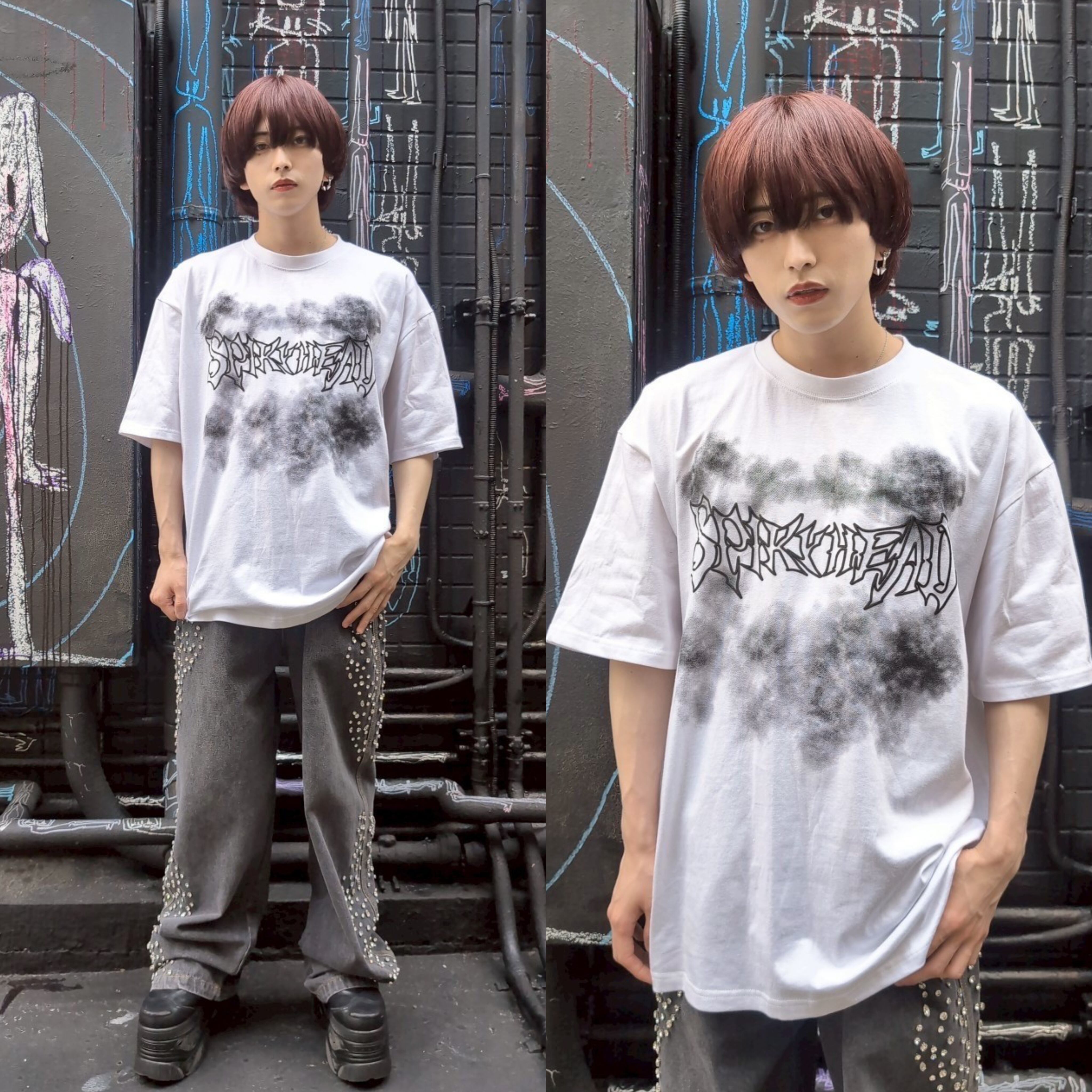SPIKY HEADTシャツ サブカル サブスト グランジ ストリート | 韓国系
