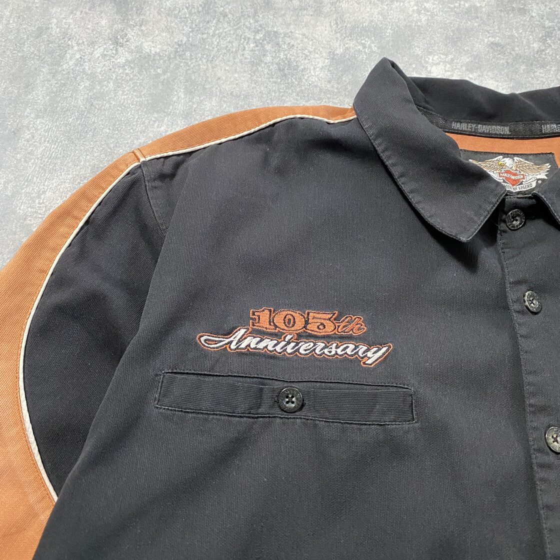 XXLサイズ】ハーレーダビッドソン 刺繍バックロゴ 105周年 レーシング 