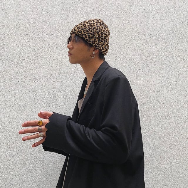 予約販売】ニット帽 ワッチ ロールアップ ヒョウ柄 アニマル柄