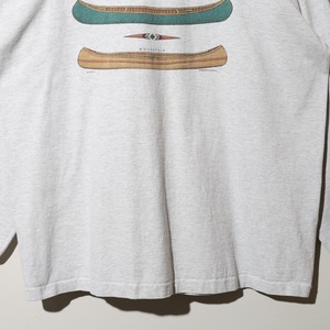 極美品 XL USA 90s Harborside Graphics カヌー 杢グレー L/S Tシャツ 長袖 ハーバーサイドグラフィックス