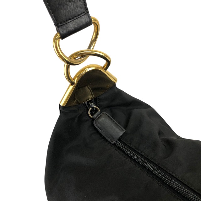 PRADA プラダ ショルダーバッグ ブラック トライアングルロゴ エントルピー ナイロン ホーボーバッグ vintage ヴィンテージ オールド u73w2i
