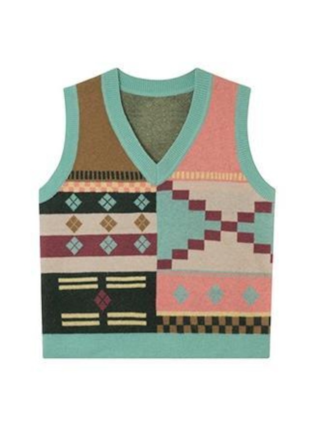 Geometric pattern knit vest（ジオメトリックパターンニットベスト）c-516