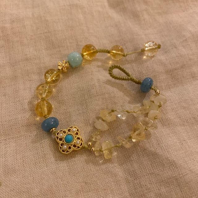 Somedayif華やか天然石の編みブレスレット 6s