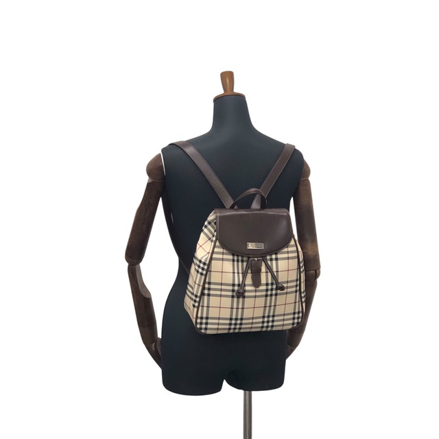 BURBERRY バーバリー ノバチェック バックパック ベージュ ロゴ キャンバス フラップ vintage ヴィンテージ オールド anxvnm