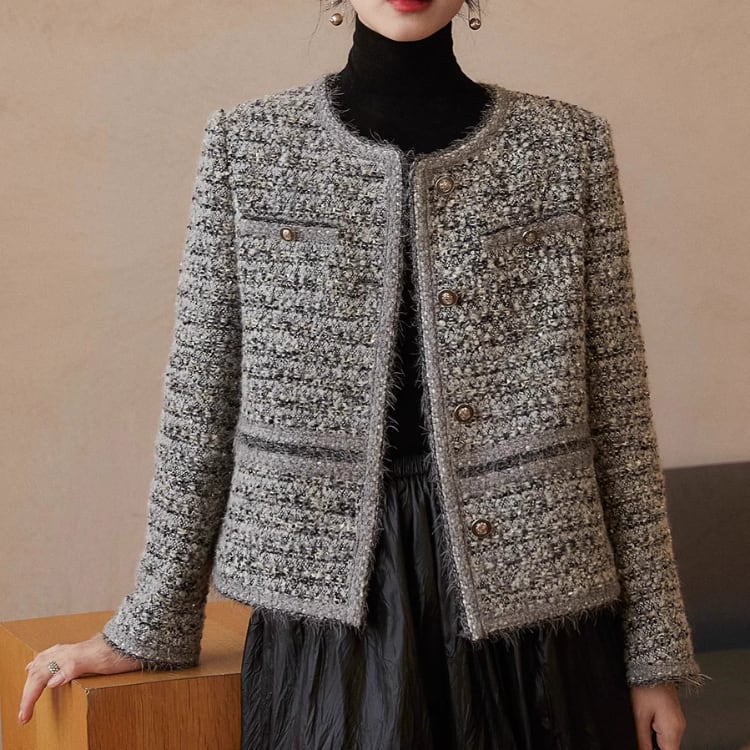 Tweed Knit Trim Short Jacket 30018