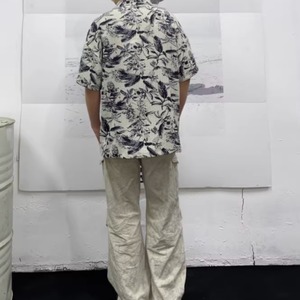 レトロ花柄ルーズ半袖シャツ　0753