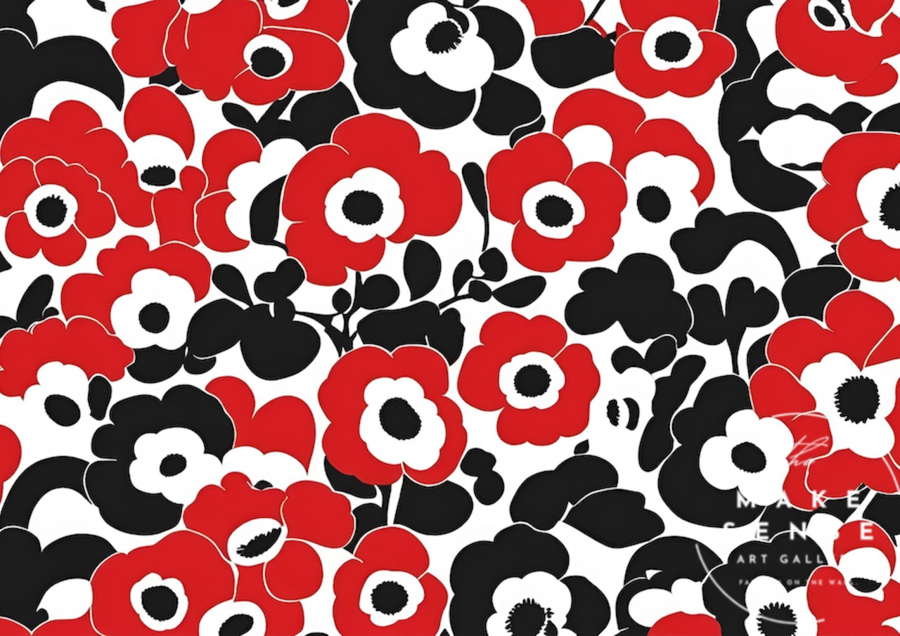 ポピー ウニッコ マリメッコ 北欧 花畑 ボタニカル スカンジナビアン カラフル 植物 ミニマル アート インテリア 絵画  サイズ ポスター マット 額縁セット  国内生産A4ポスター