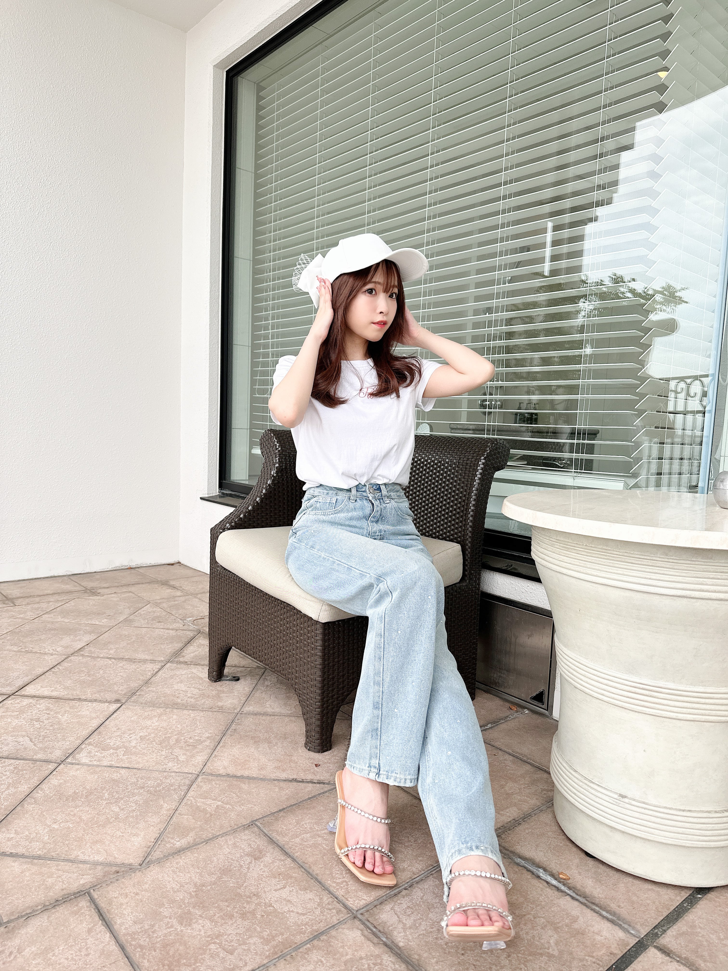 再入荷】rhinestone straight denim | POMME d'amour