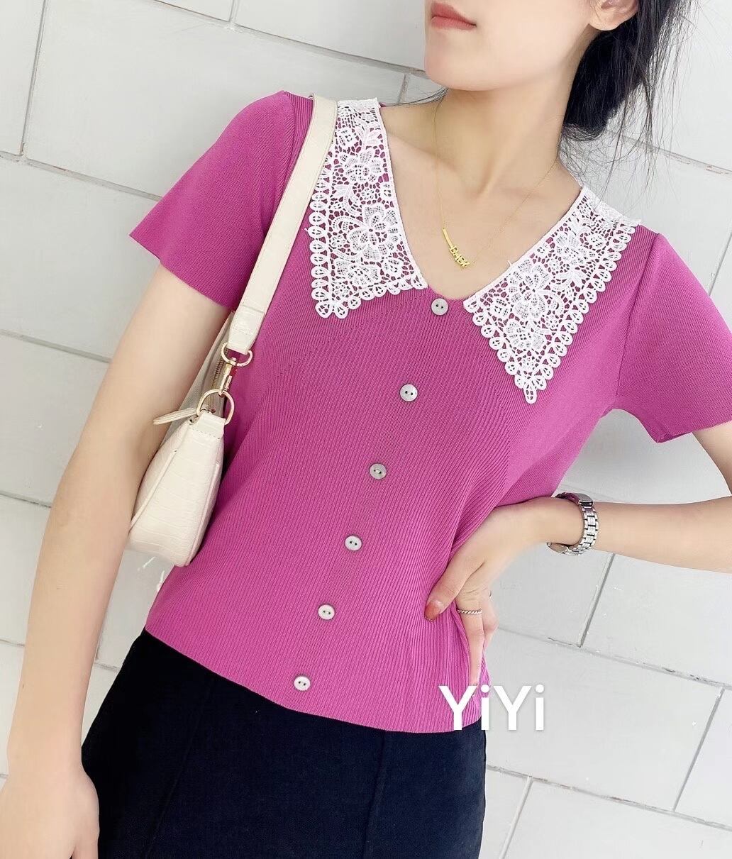 レース襟 カーデ風トップス AJ111-5007