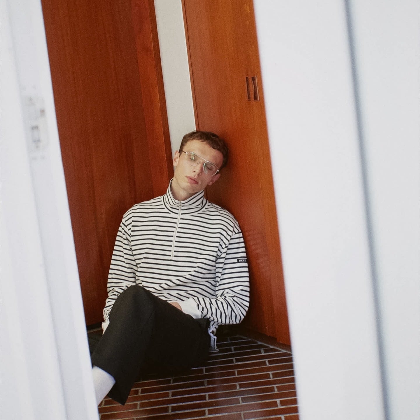 scyebasics Cotton Striped Half Zip Pullover