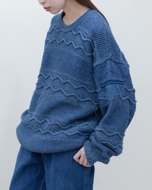 1980s European vintage - indigo dyeing cotton knit sweater