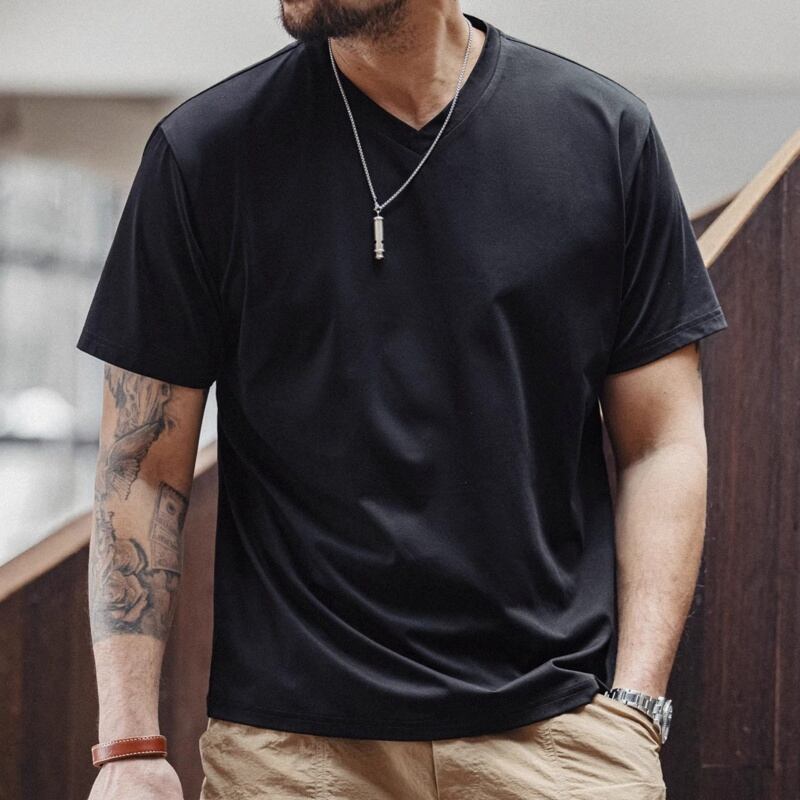 乾きやすく清涼感のあるVネック半袖Tシャツ 3XLまで対応 A18704