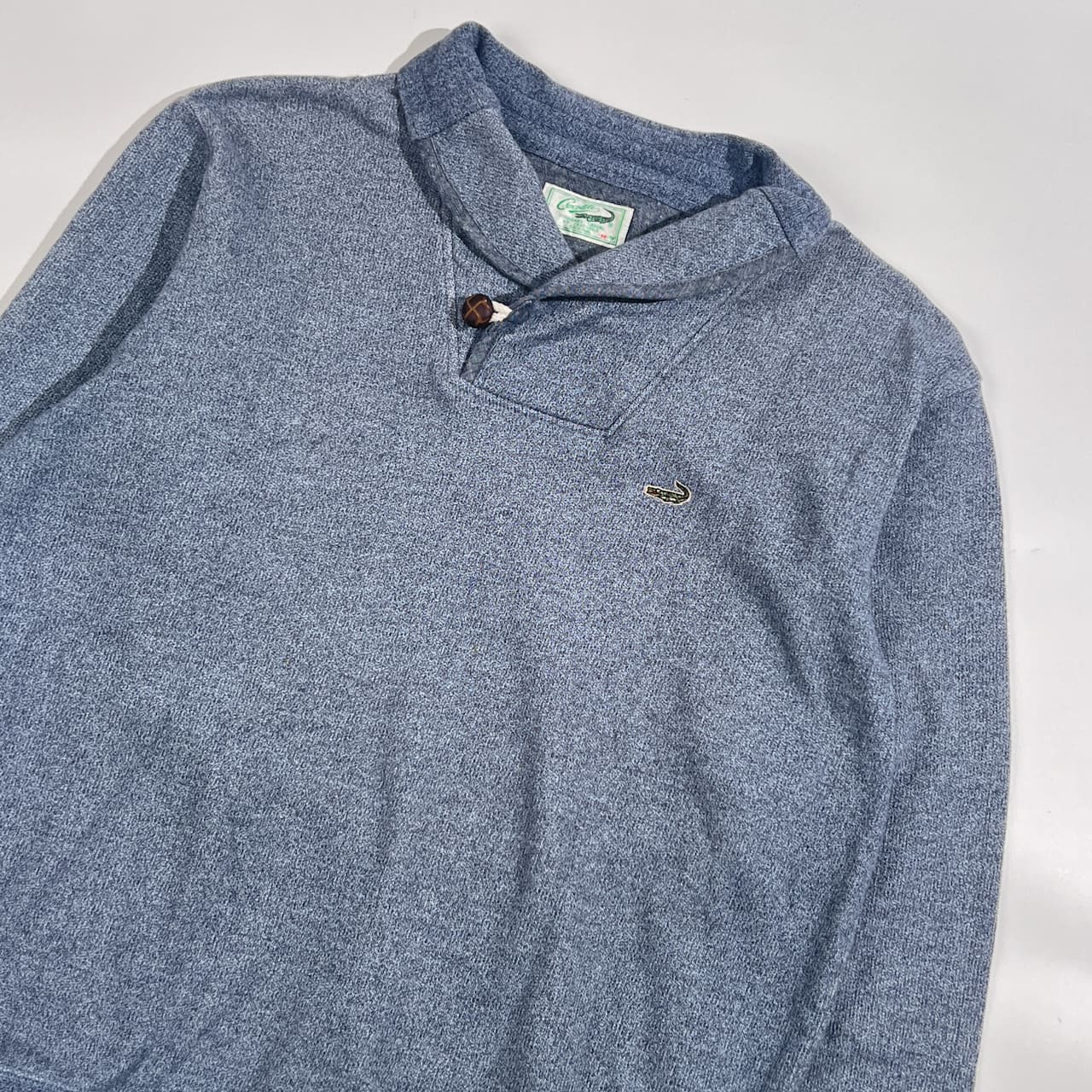 Crocodile クロコダイル ショールカラー トレーナー M/ブルーグレー系 メンズ バスケットボタン