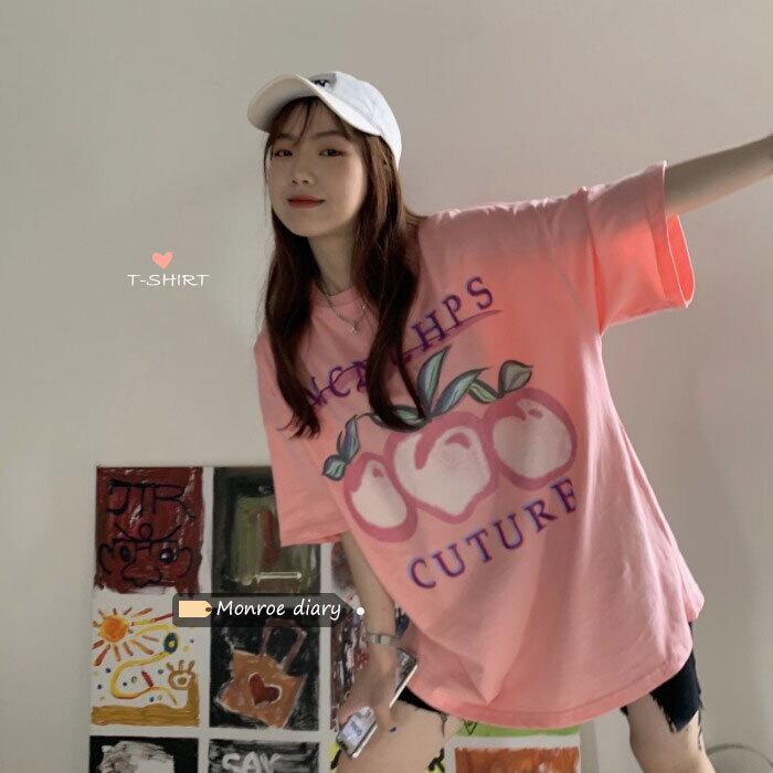 Tシャツ ルーズサマー ピンク 夏物 モンロー45169037866