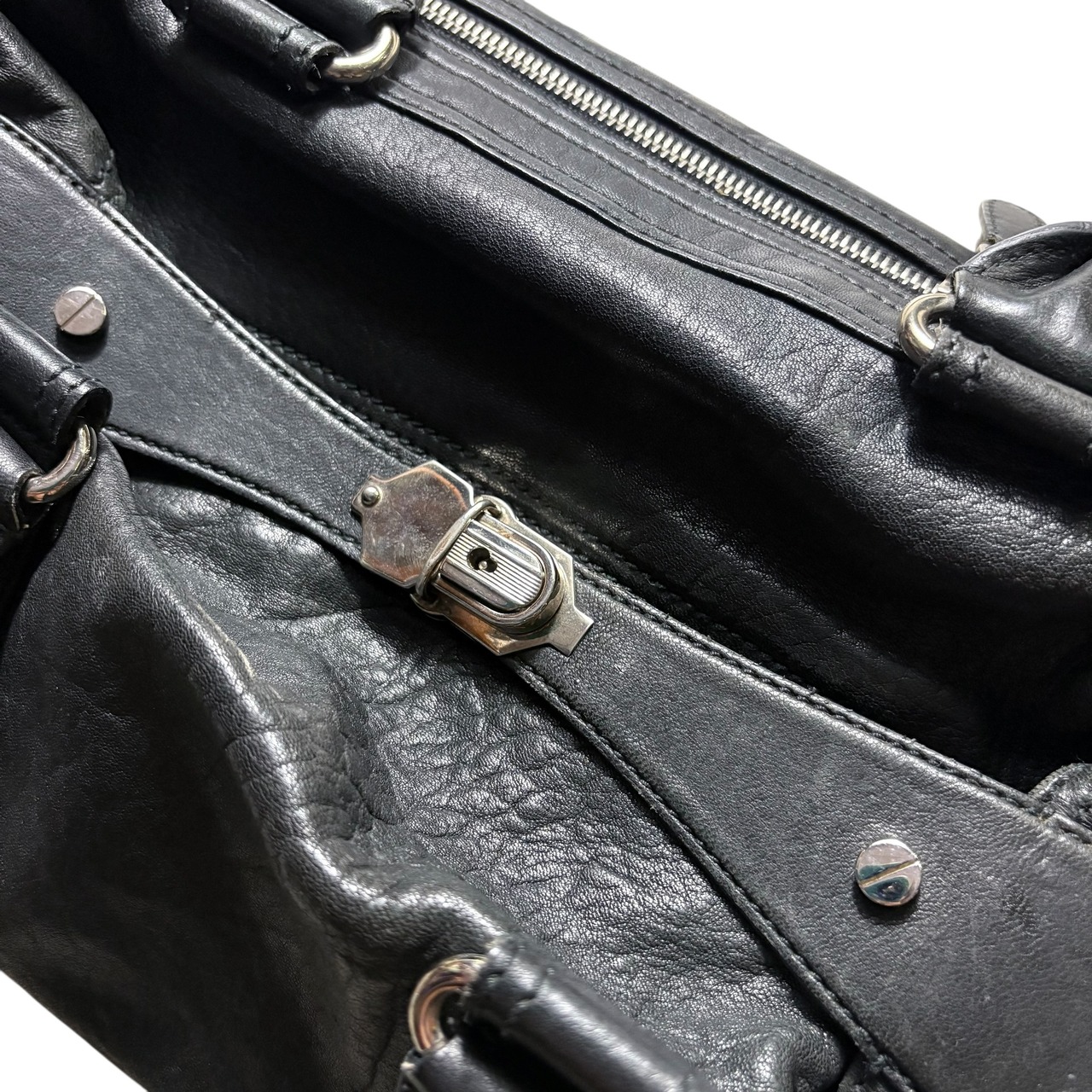 BALENCIAGA black leather hand bag