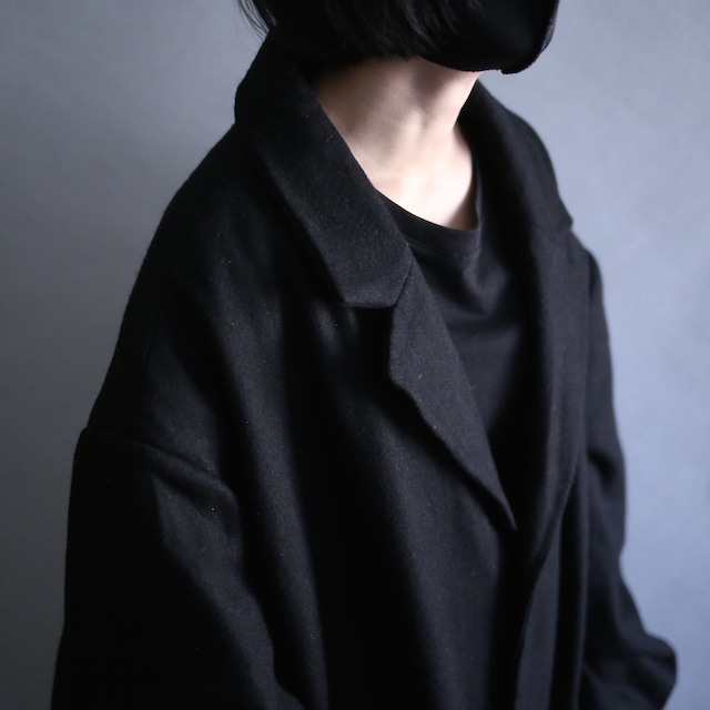 "KINGSIZE" XXXL super over size wide silhouette black wool coat