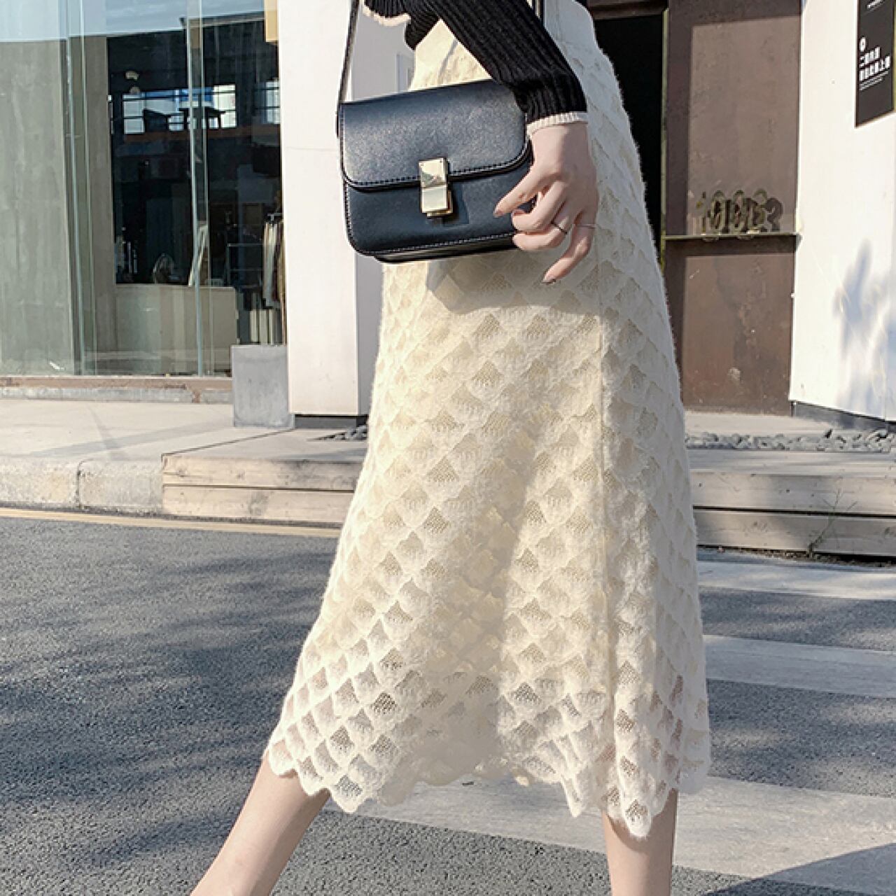 リバーシブルレイヤードスカート A0190