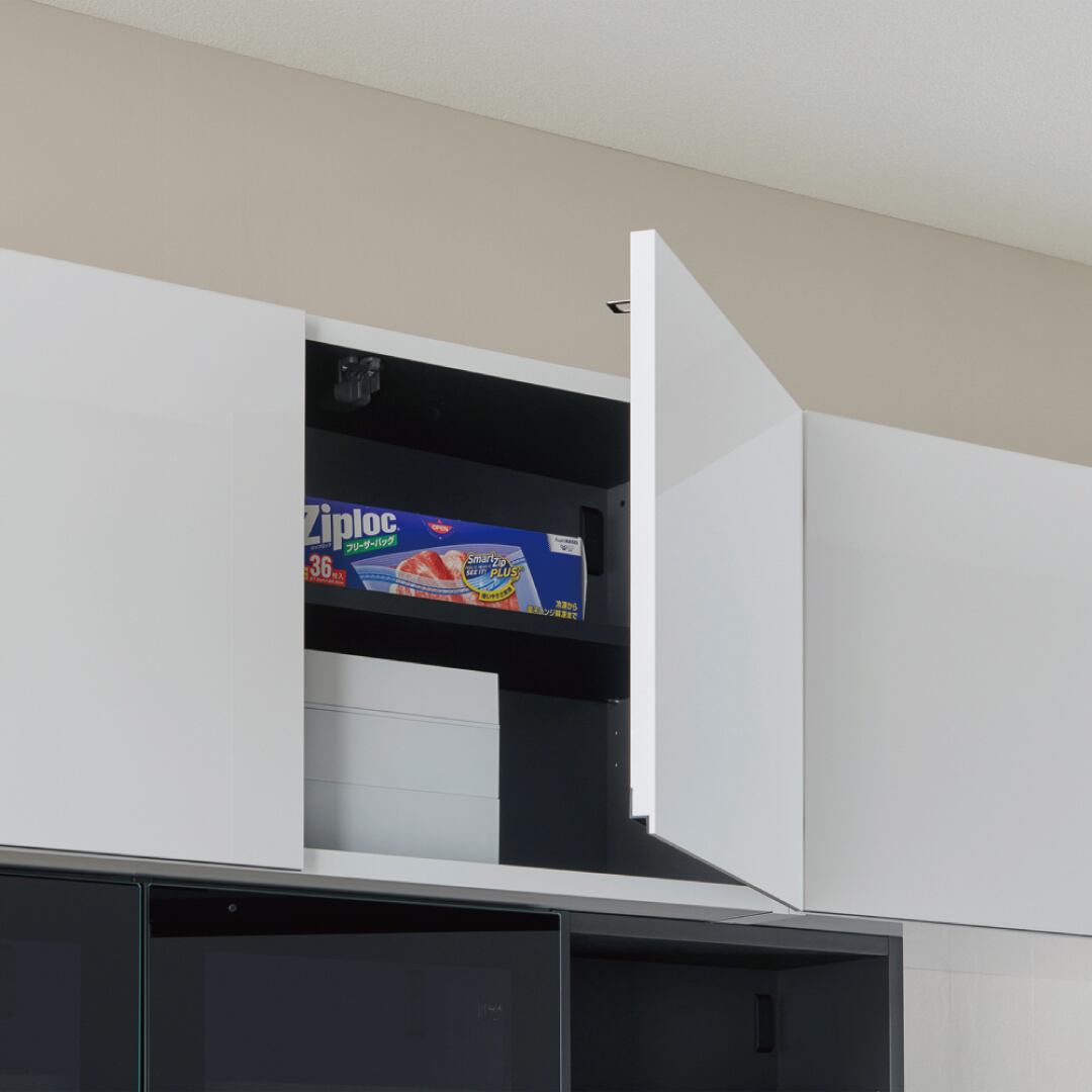 キッチンボード フロートスタイル ホワイト 180cm 吊戸棚 ラック 引出