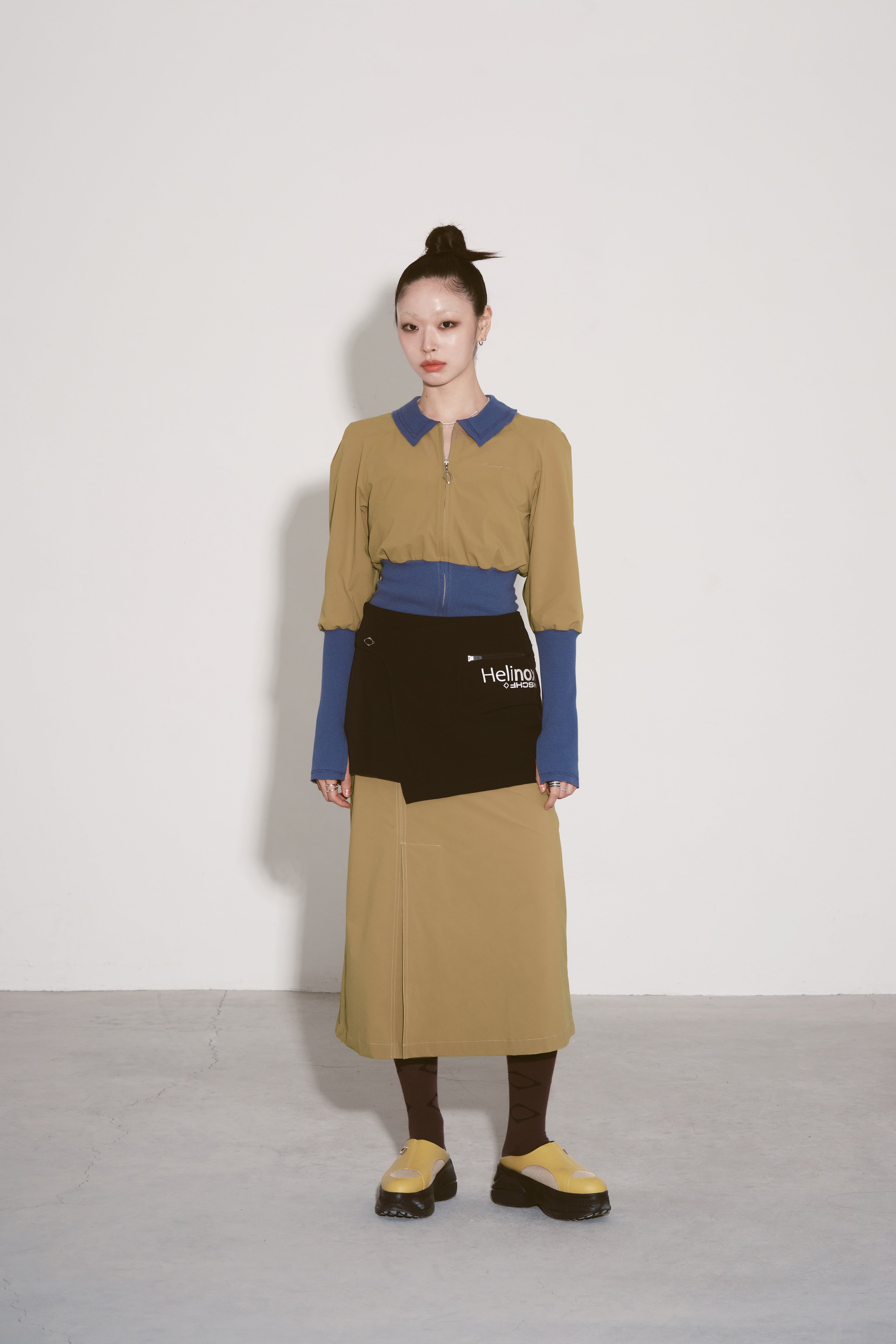 MSCHF] LIGHTWEIGHT WAFFLE ZIP UP SHIRTS_MUSTARD/ASH PURPLE