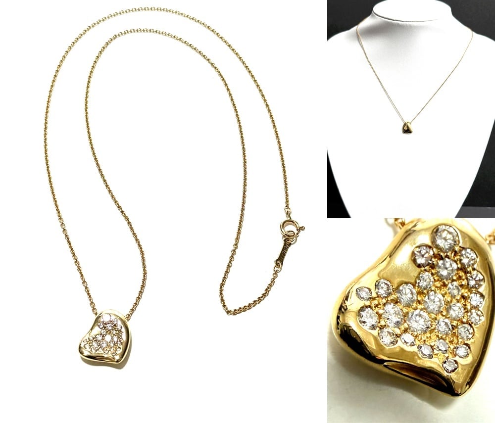 ティファニー ダイヤモンド フルハート ネックレス K18YG エルサペレッティ TIFFANY ティファニー K18 YG エルサペレッティ フルハート パヴェ