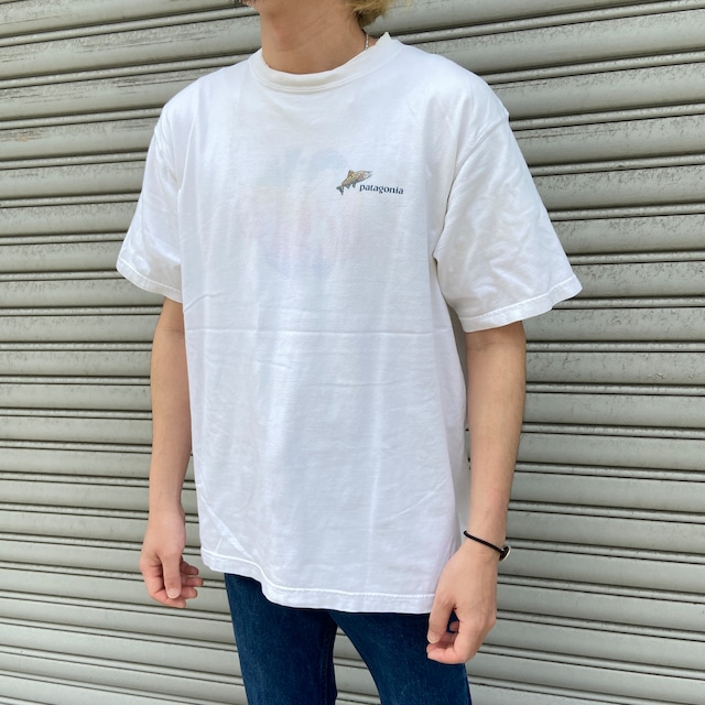 90s Patagonia ベネフィシャル 波 魚 北斎 バックプリントTシャツ