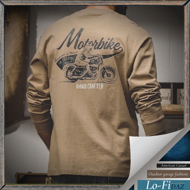 レトロ モダン ロングスリーブTシャツ アメリカンバイカープリント 21210