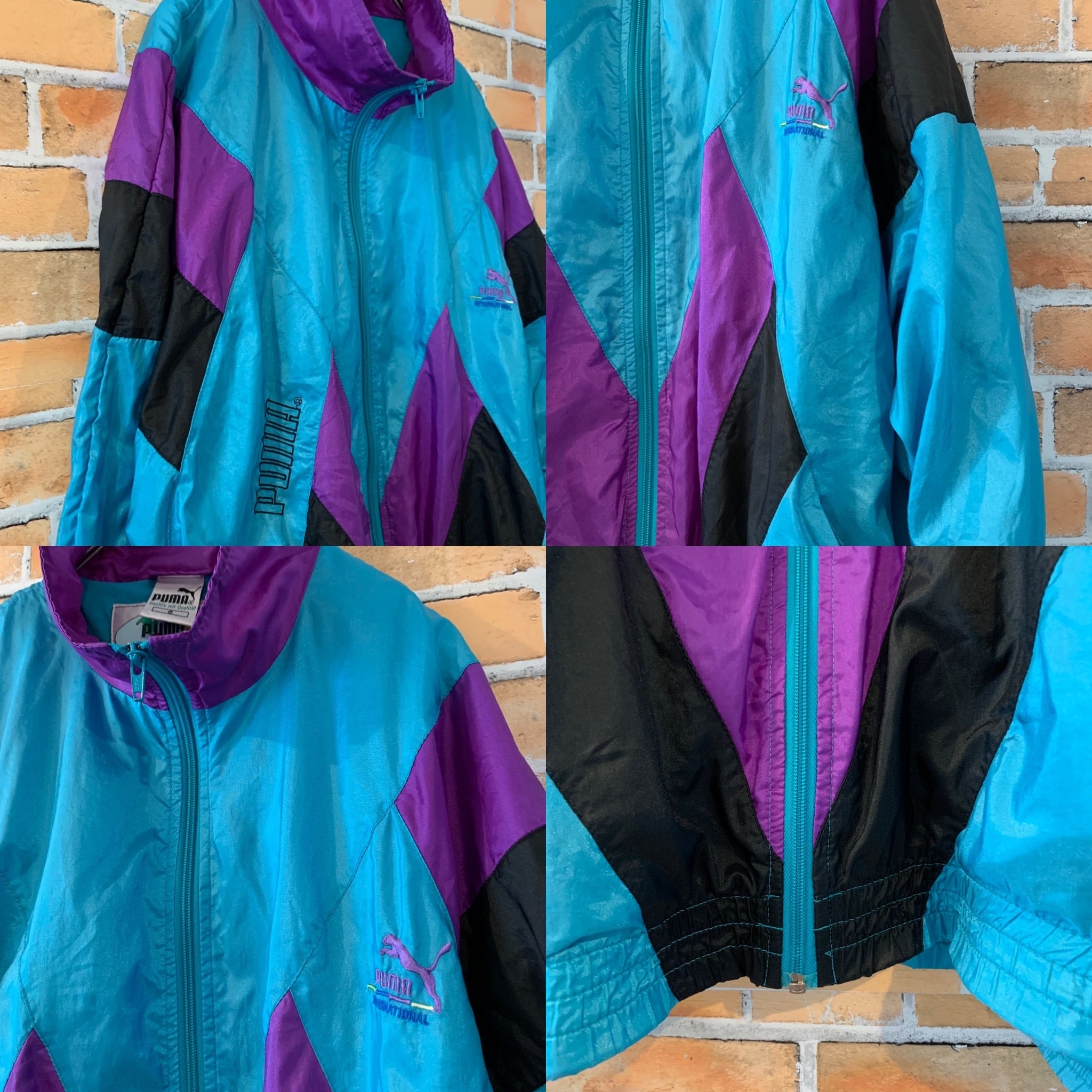 90's PUMA プーマ ライン デザイン ナイロン ジャケット XL 美品