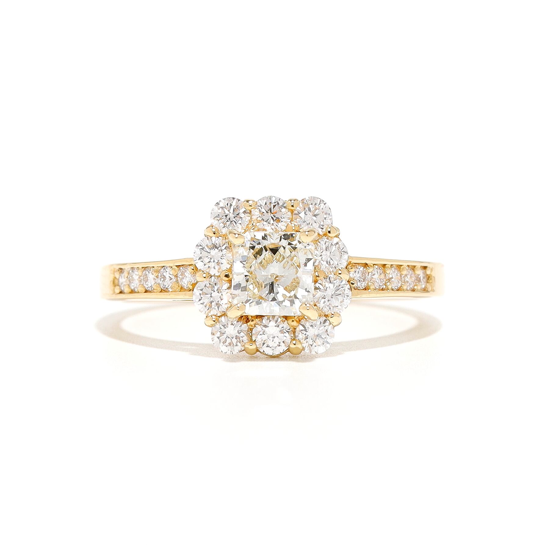 プリンセスカット☆K18ダイヤモンドリングD:1.013ct D:0.82ct 