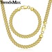 【送料無料】 メンズ セット 巻き貝 リンク レディース ネックレス ブレスレット ジュエリーセット 黄 ゴールド フィル チェーン 7mm 20000546